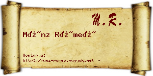 Münz Rómeó névjegykártya